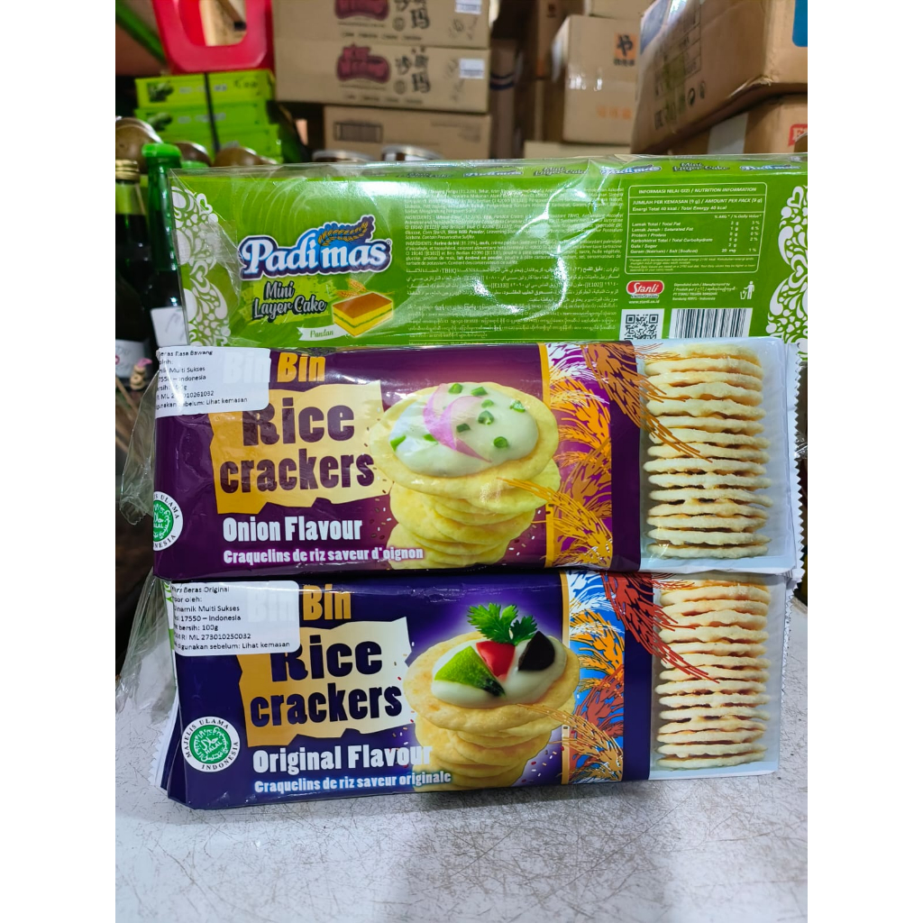 Bin Bin Rice Crackers original and onion 100gr | Shopee Singapore