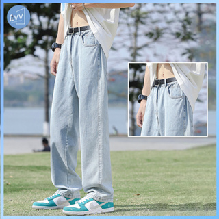 New trendy brand ripped jeans men's ins straight irregular wide-leg beggar  pants