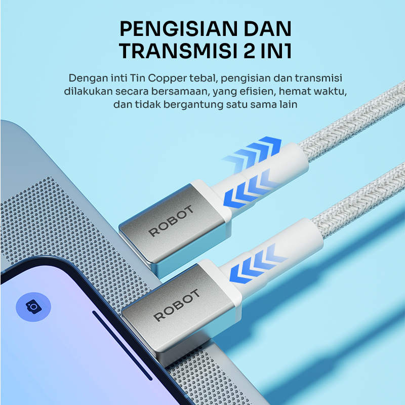 Robot Kabel Type C To Lightning Fast Charging 1.2M - Gambar 2