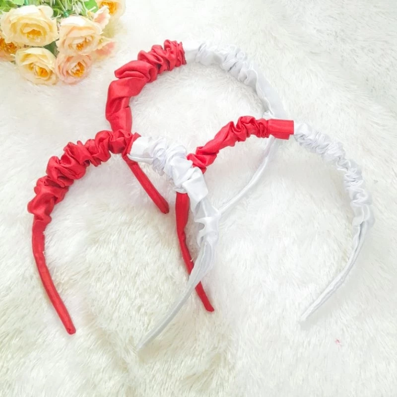 Bando Scrunchie Merah Putih Bandana Kerut Merah Putih Bando Musiman 17 an - Gambar 2