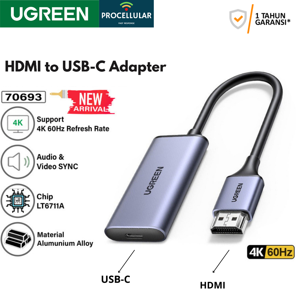 Ugreen Converter HDMI Cable Male to USB C Female Adapter 4K 60Hz 70693