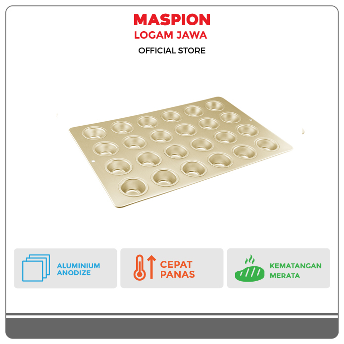 Maspion Cetakan Kue Aluminium Muffin Pan Champagne Gold - Gambar 2