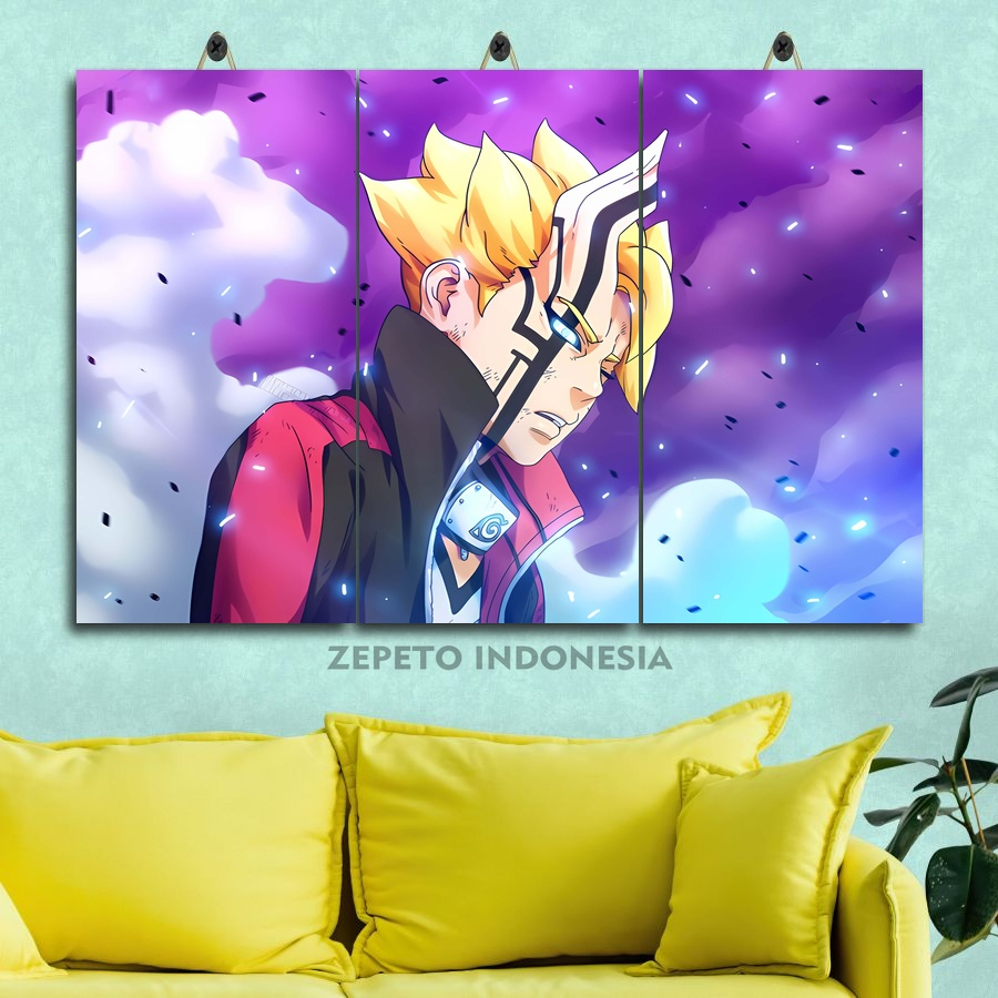 KAYU HIASAN DINDING Boruto UZUMAKI ANIME WALL Hanging 45X30 MULTI PANEL