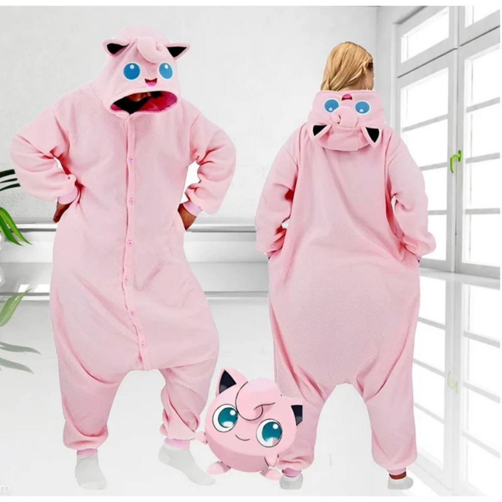 Onesie Costume JIGGLYPUFF PINK POKEMON PIKACHU Pajama KIGURUMI