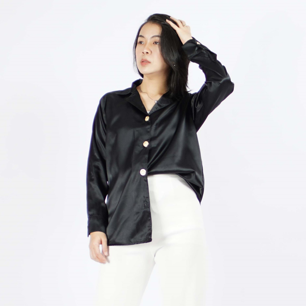 Okechuku TOP SATIN VICTORIA Kemeja Wanita Baju Wanita Korean Style - Gambar 2