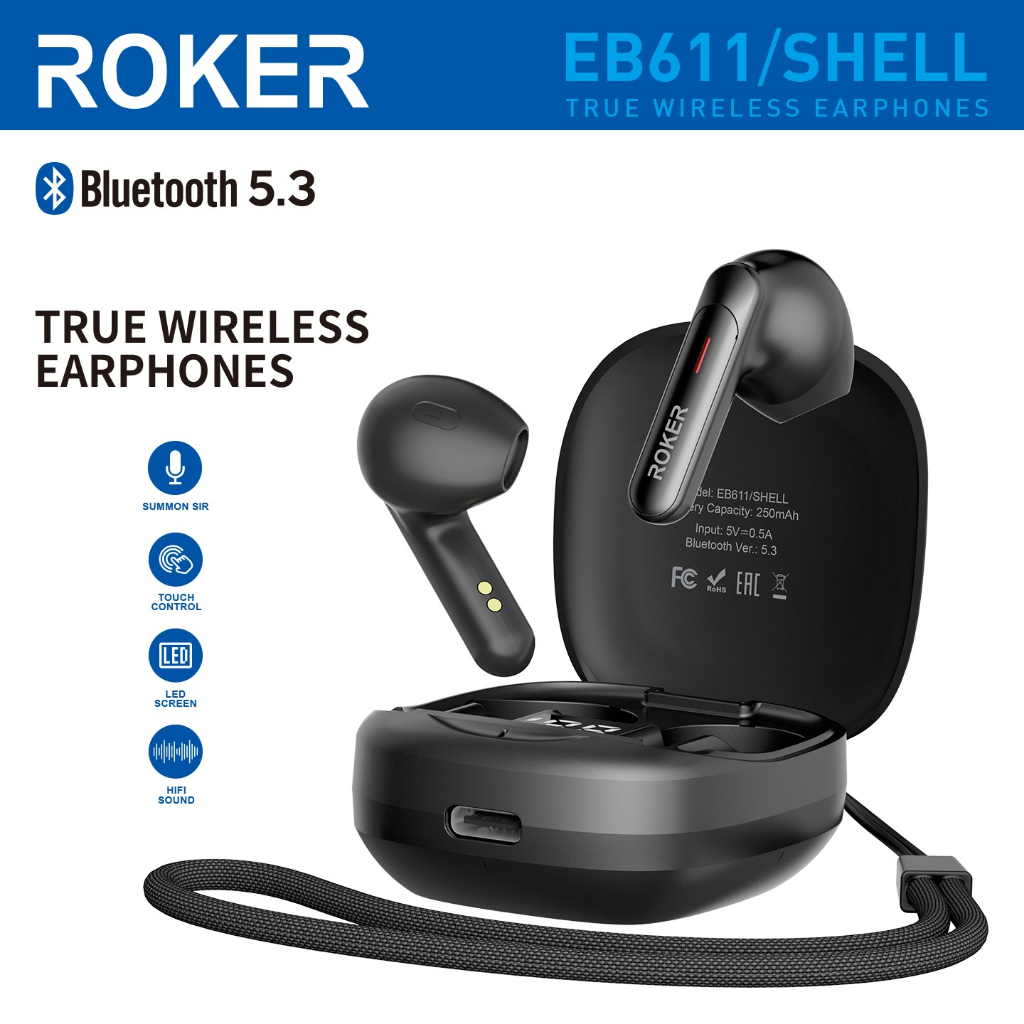 TWS ROKER SHELL EB611 TRUE WIRELESS EARBUD TWS BLUETOOTH 5.3 - Gambar 2