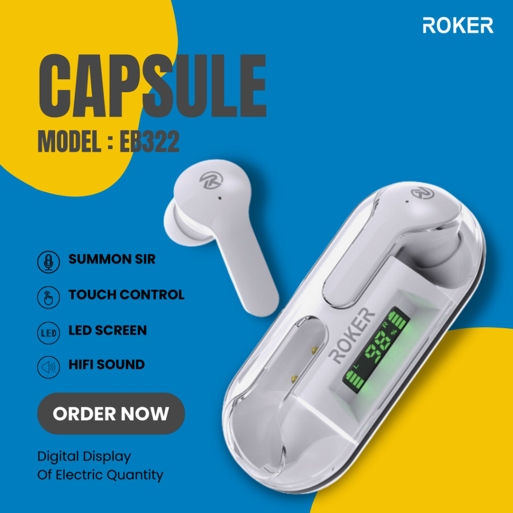 TWS ROKER CAPSULE EB322 IN EAR BASS LED