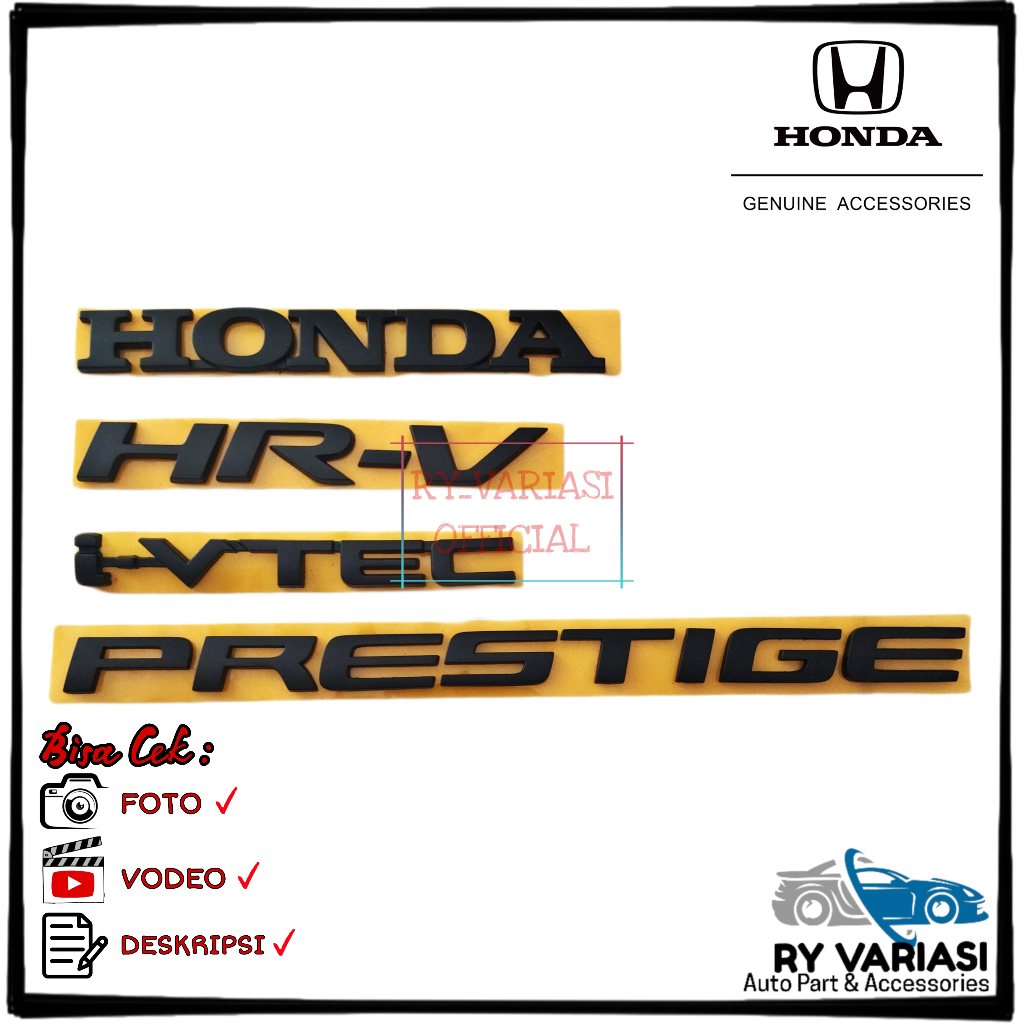 HITAM Hrv Emblem Original Honda HRV Emblem/Prestige Emblem/iVTEC