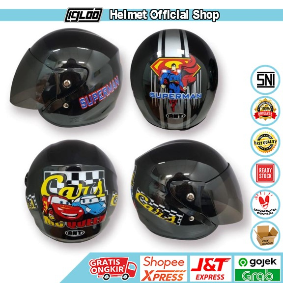 Helm Anak / Helm Anak Motif / ANT MINI JORDAN HITAM (Motif Cowok Random)
