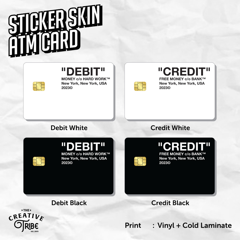 Black White - Sticker Card Skin - Vinyl ATM Debit Credit Emoney Flazz ...