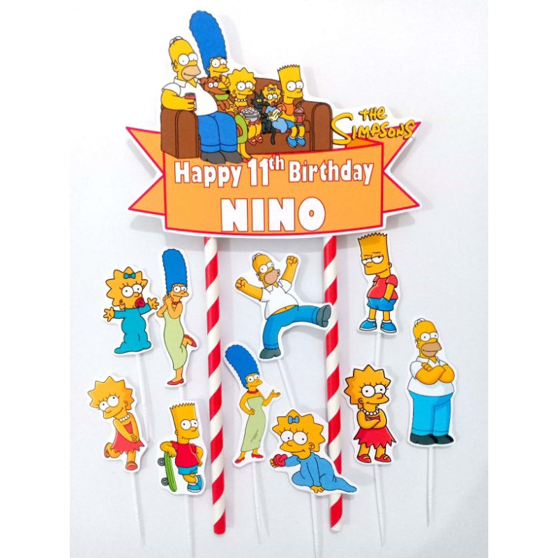 Cake TOPPER Picture Of THE SIMPSONS SIMSON Can CUSTOM Name | Shopee ...