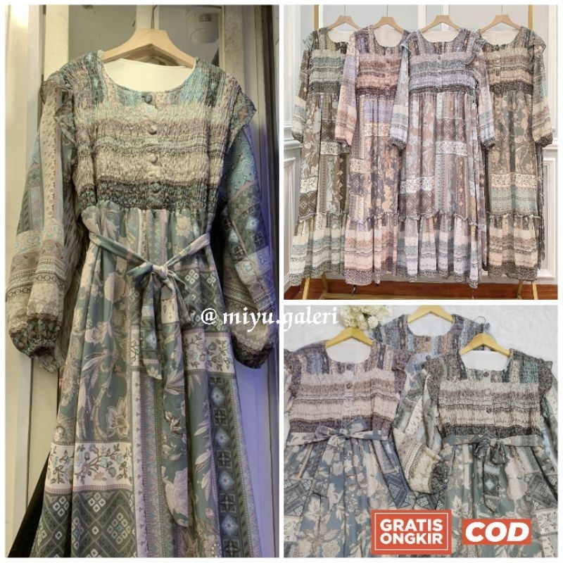 Kiran Gamis SMOKE Ceruty Premium Vintage ethnic floral motif batik ...