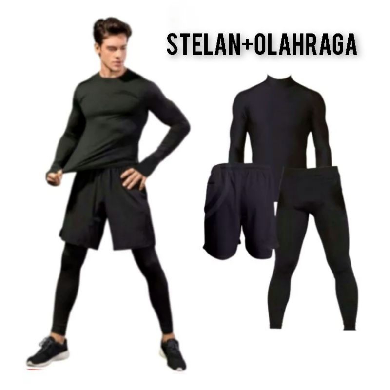 Full SET - Men's Sports Suits Cufflinks Long Leggings And Shorts Sport Soccer futsal Running Gym Basketball jogging Climbing Swimming Cycling