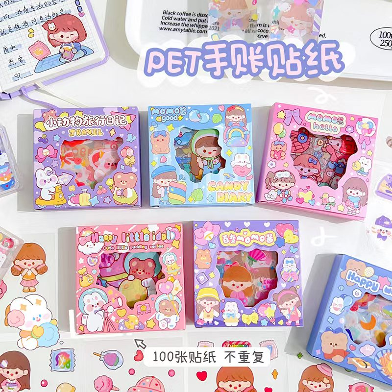 Momo Sticker Box Mini Small Box For 100sheet Journal Book Decoration/Korean Sticker/aesthetic