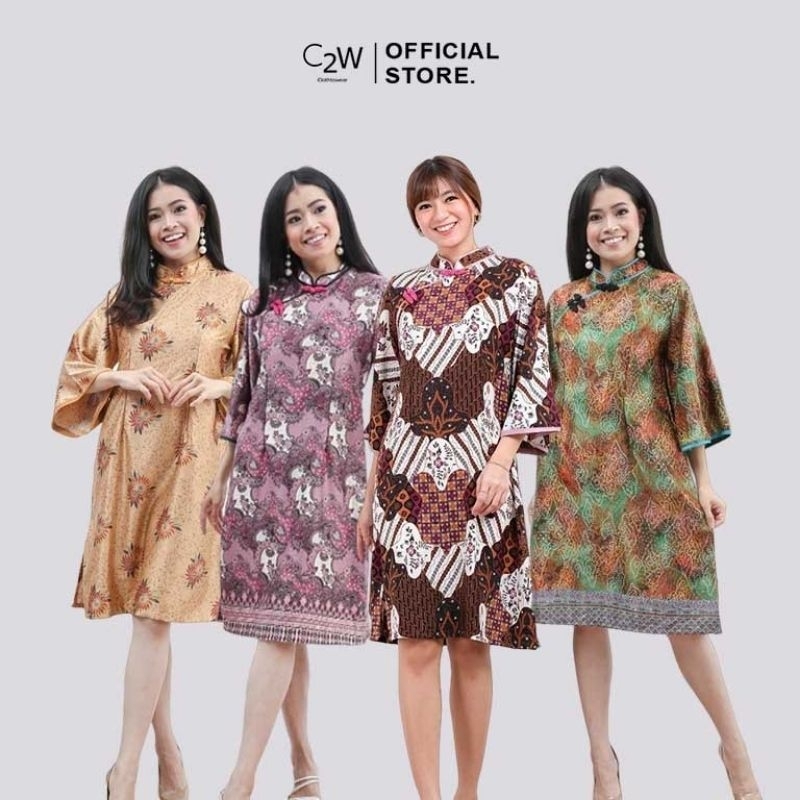 C2w Clothtowear Dress Batik Cheongsam Batik Women All Size Satin Brocade Clothes 974 Shopee 