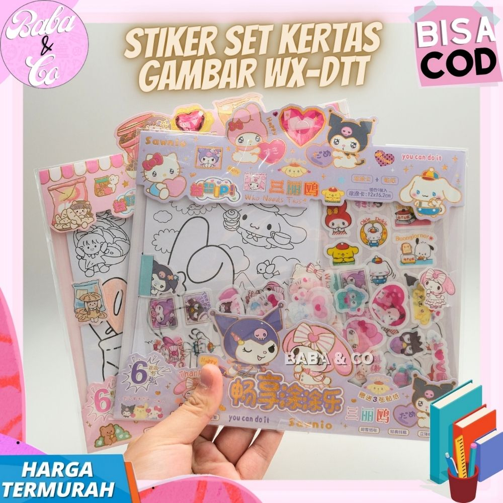 STICKER PACKAGE PLUS DRAWING PAPER WX-DTT UNIQUE CUTE STICKER COLORING ...