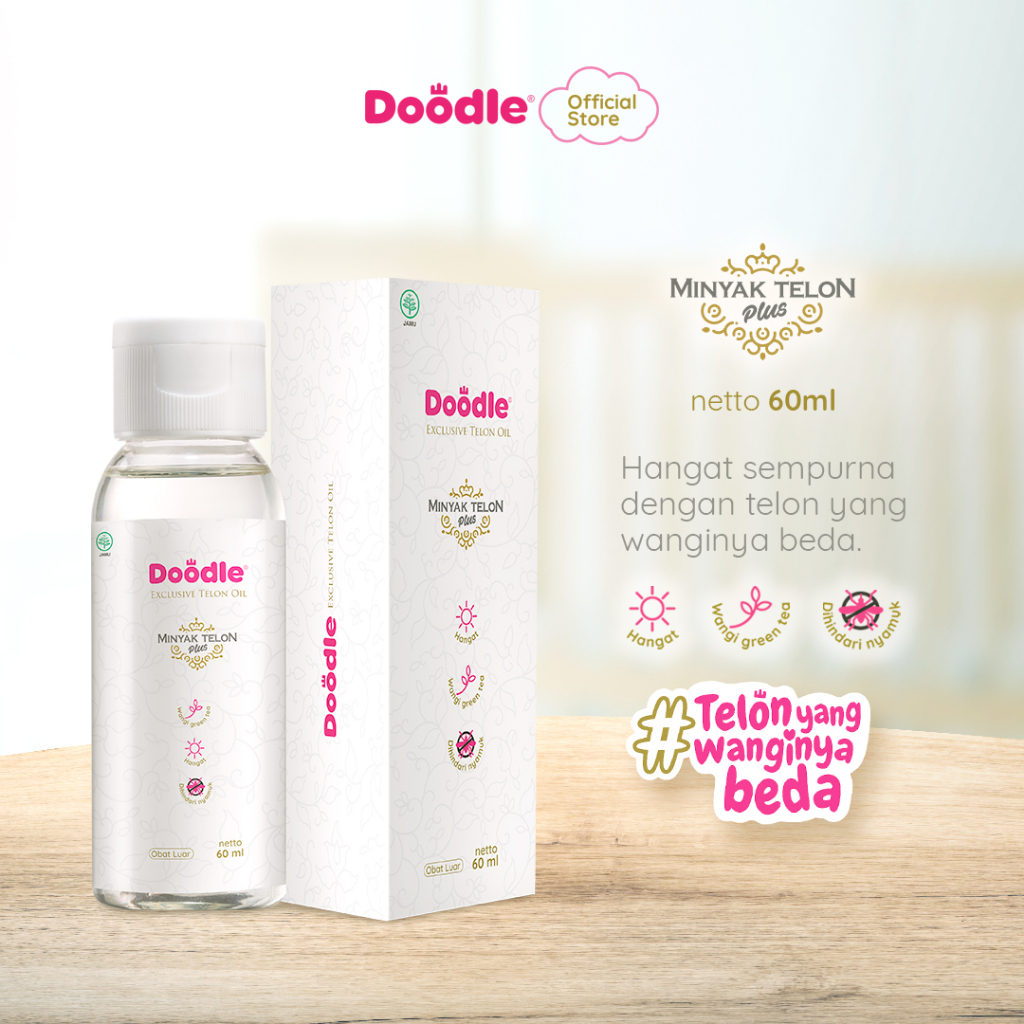 Bundle 3 Pcs Doodle Minyak Telon Bayi Wangi Greentea Ukuran 60 ML - Gambar 3