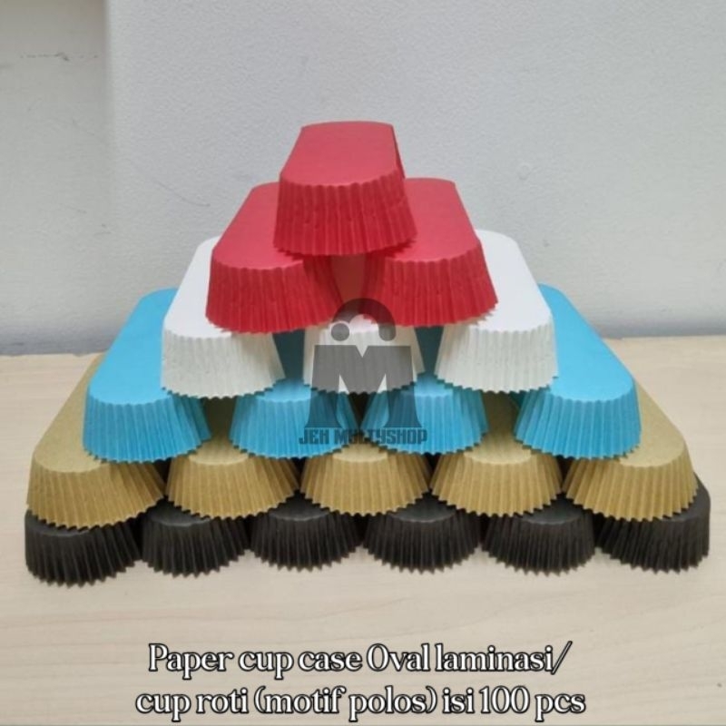 Laminated Oval Paper cup case/bread cup (plain motif) contains 100 pcs ...
