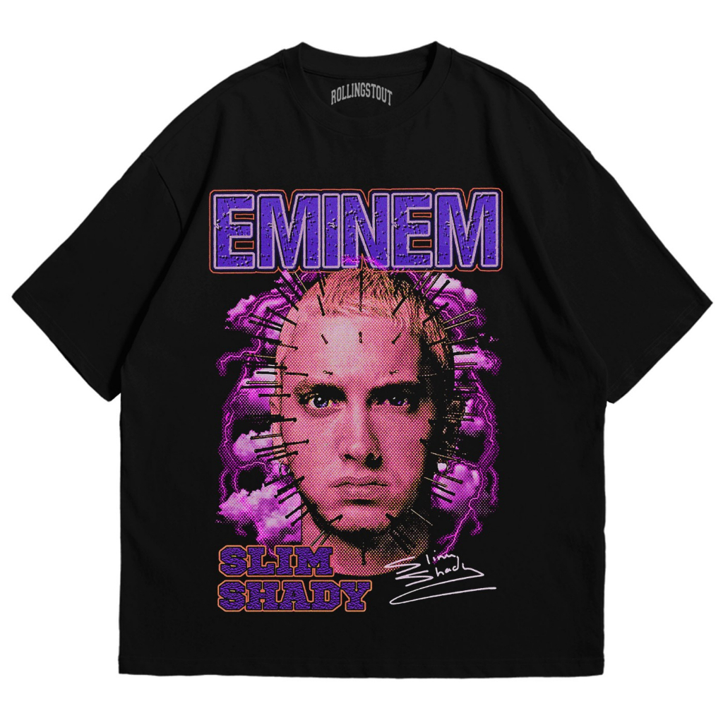 Rock Off Maglietta Eminem Shady Homage Ufficiale - T-Shirt Unisex In Cotone Morbido, Nero