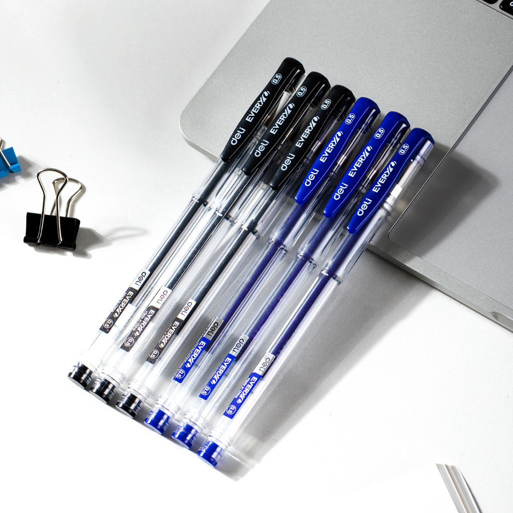 Deli Pulpen Gel / Gel Pen 0.5 mm Nyaman Digenggam EG65 3 6 12 pcs - Gambar 2
