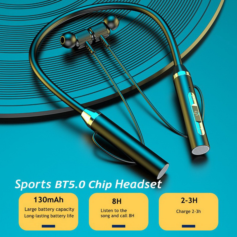 Matei Wireless Headset Neckband Sport Bluetooth Earphone Magnetic Sound Music Stereo Bass with Microphone - Gambar 3