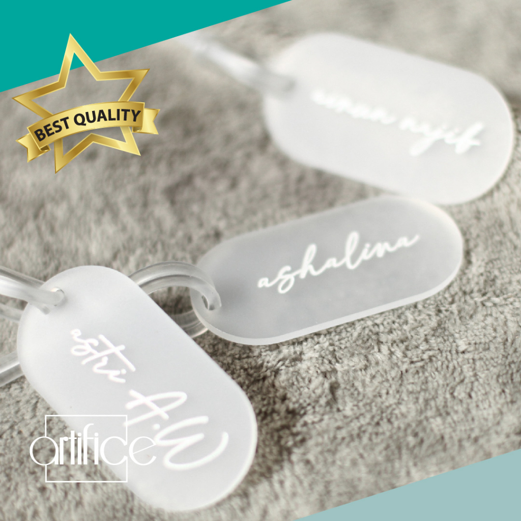 GANTUNGAN Custom Acrylic Hang Tag Sandblast Frosted Doff Gift Hampers ...