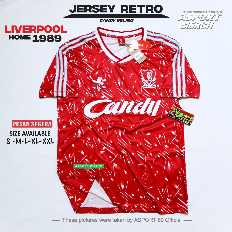 Liverpool RETRO HOME 1989 SOCCER JERSEY LIVERPOOL CANDY HOME 89 IMPORT