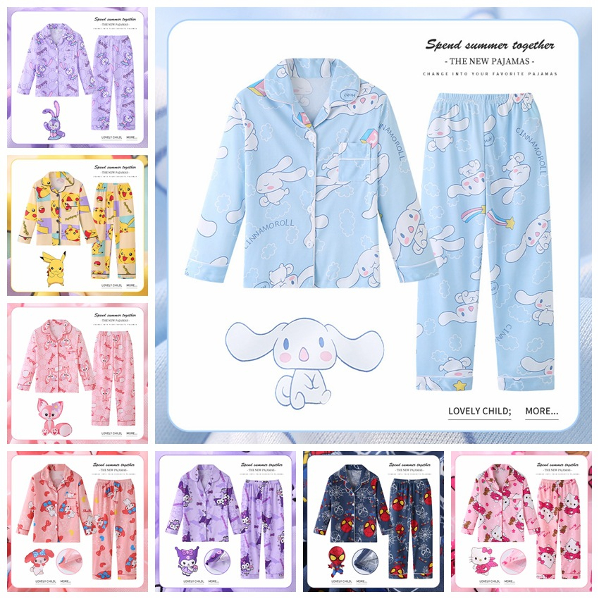 Pajamas Sanrio Cinnamon Roll Kuromi Cinnamon PARIS Sleepwear Long ...
