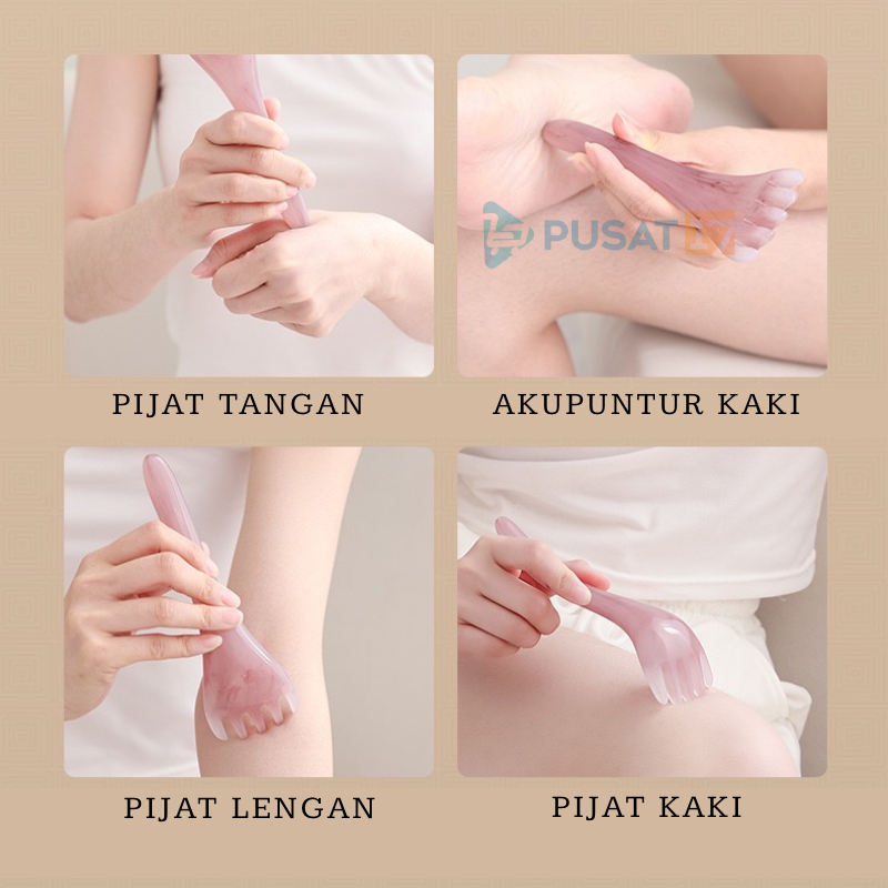 PUSAT17 SISIR GUASHA FACE MASSAGER TERAPY GUA SHA / ALAT PIJAT PIJIT WAJAH KEPALA KAKI KERIK PUNGGUNG LEHER AKUPUNTUR 2IN1/ ALAT KERIKAN KEROKAN TOTOK MASUK ANGIN - Gambar 2