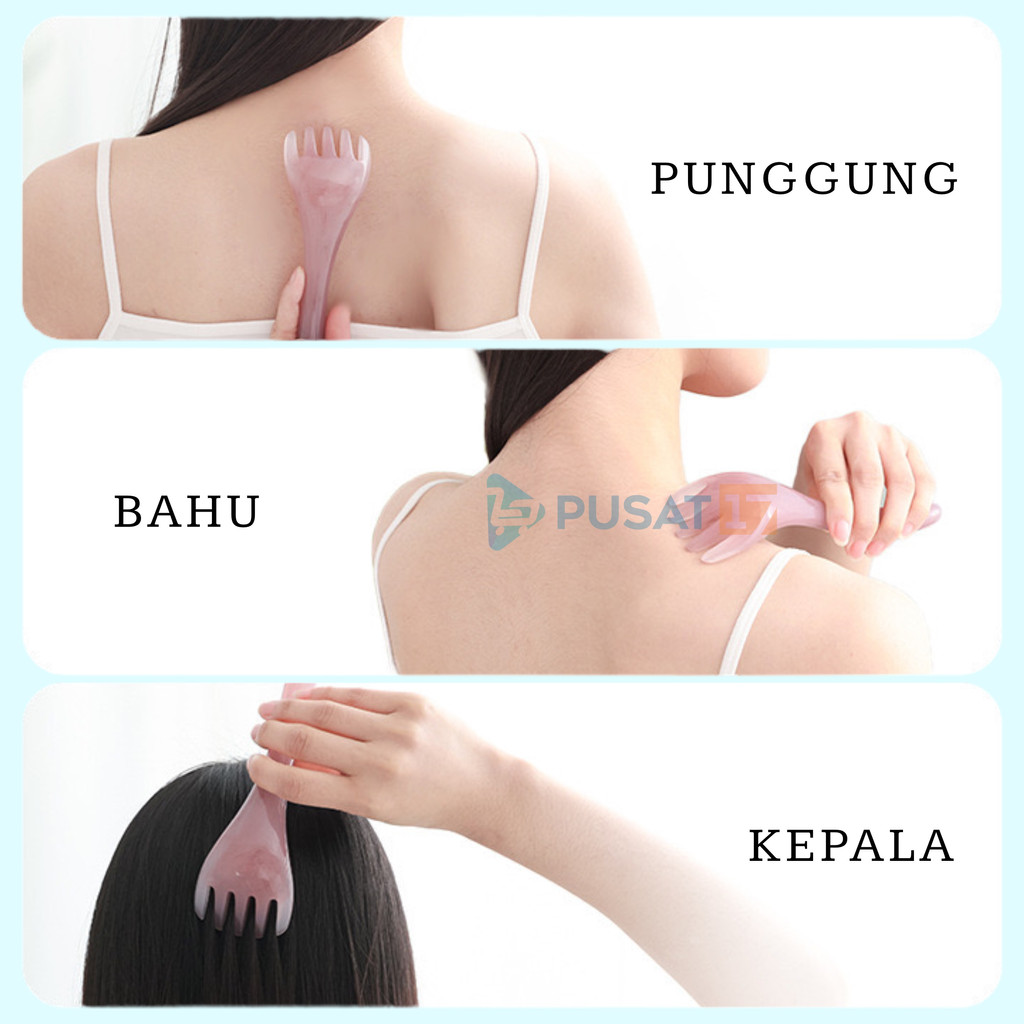 PUSAT17 SISIR GUASHA FACE MASSAGER TERAPY GUA SHA / ALAT PIJAT PIJIT WAJAH KEPALA KAKI KERIK PUNGGUNG LEHER AKUPUNTUR 2IN1/ ALAT KERIKAN KEROKAN TOTOK MASUK ANGIN - Gambar 3
