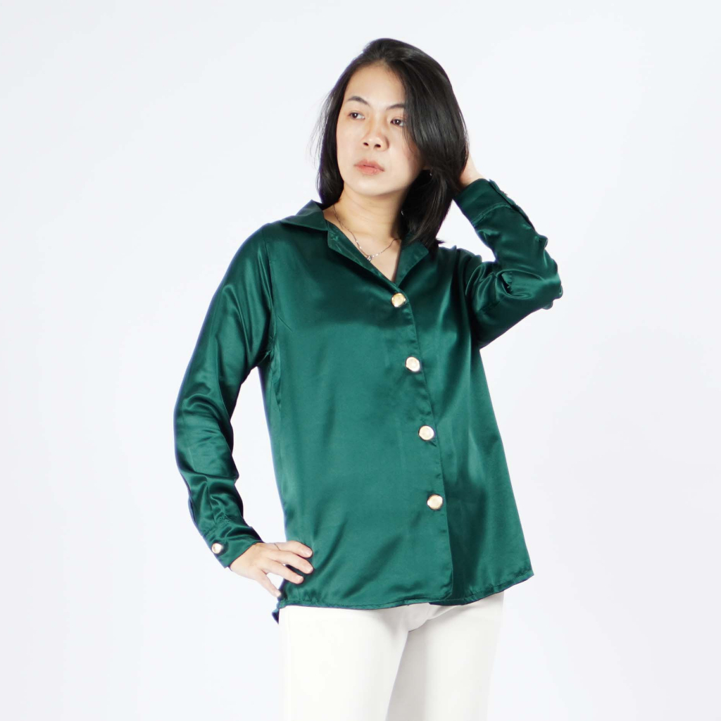 Okechuku TOP SATIN VICTORIA Kemeja Wanita Baju Wanita Korean Style