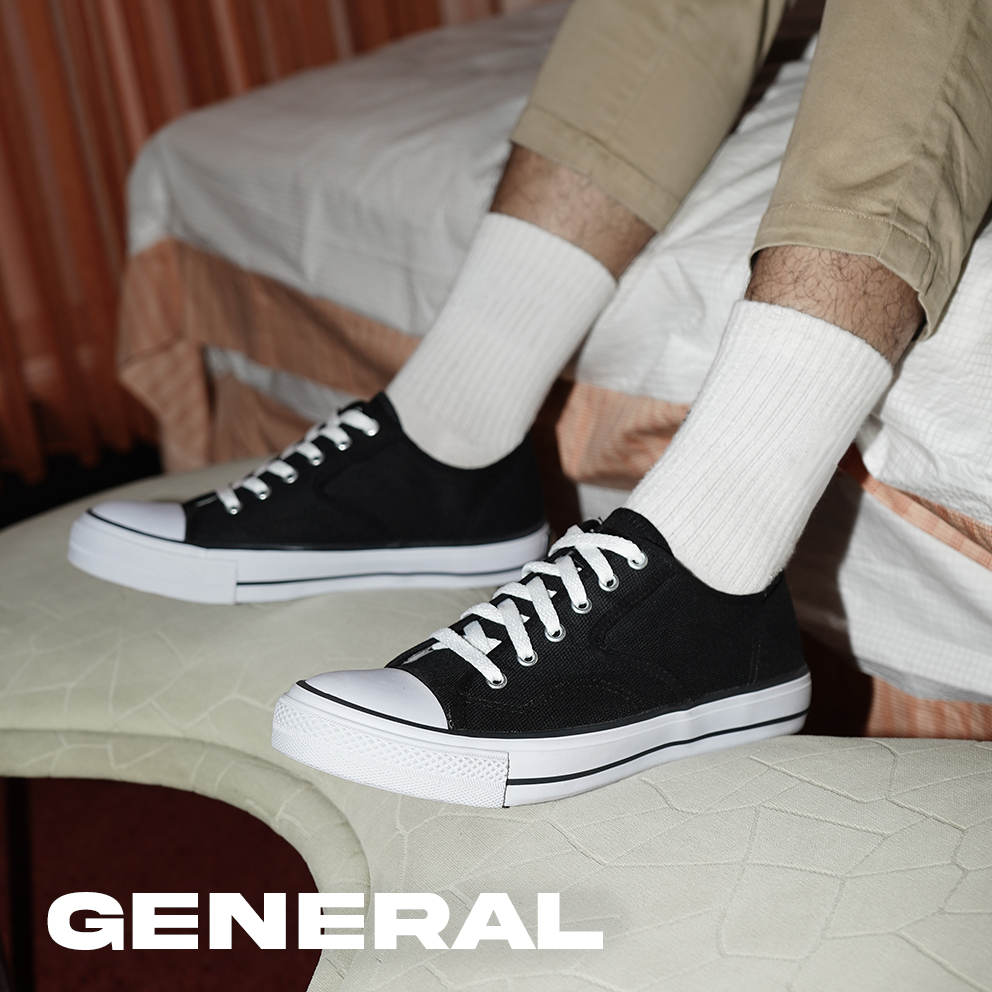 Loggo - Sepatu General Lo Series Hitam Putih - Sneakers Sepatu Kanvas Vulcanized size 37-43 - Gambar 2