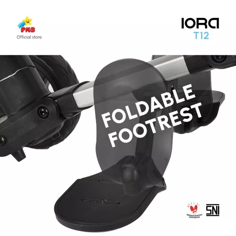 Sepeda roda tiga anak bisa di lipat stroller bmx IORA T12 portable - Gambar 4