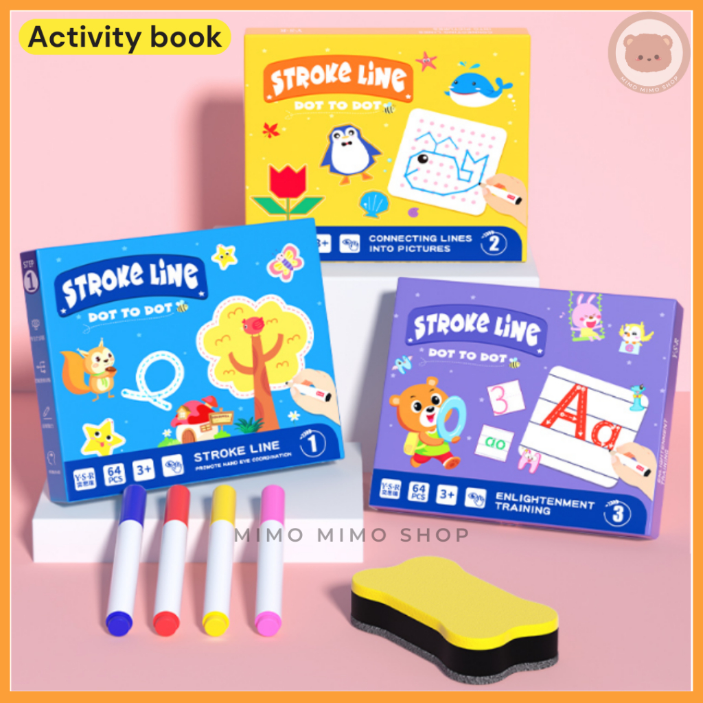 MIMOKIDS BUSY MAGIC WORKBOOK Children's Activity Book Dot Reusable Pen ...