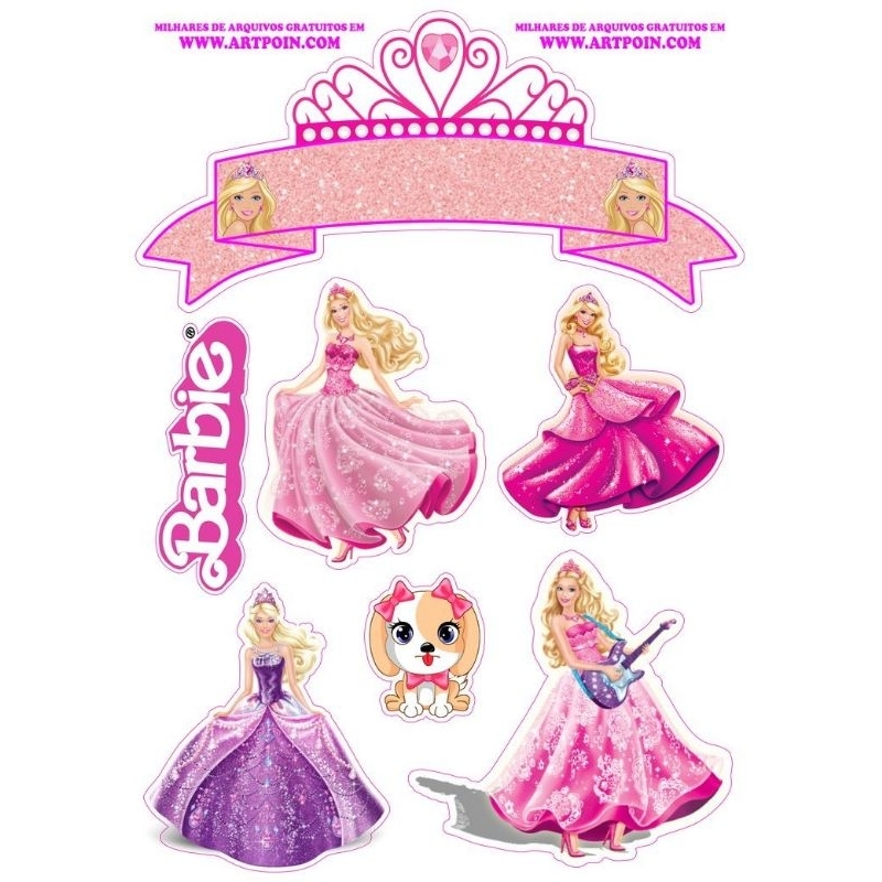 Crown Barbie Princess Free Printable Barbie Cake Topper Printable - Main Image