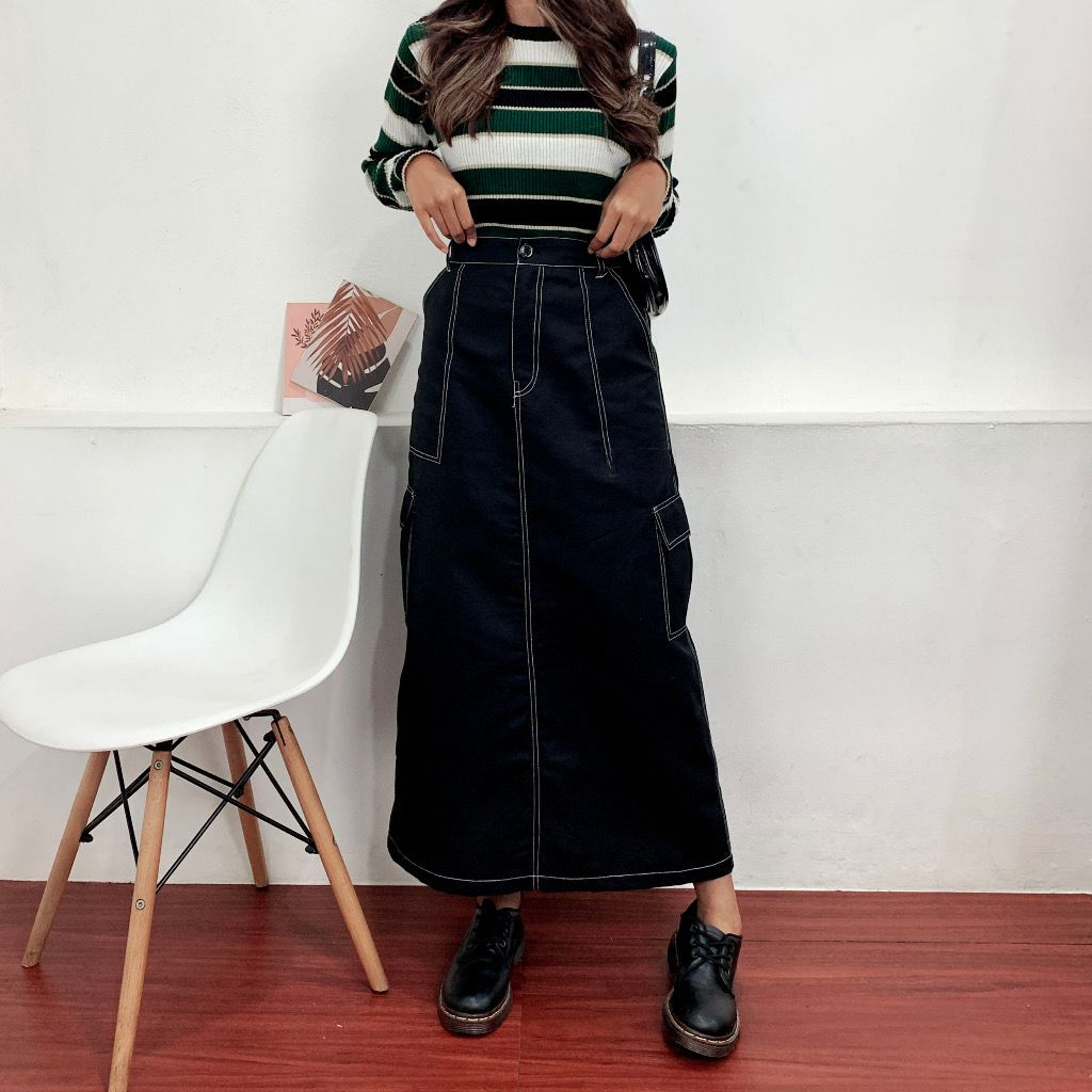 Rok cargo LIST skirt jeans Highwaist// obses skirt - rok cargo jeans ...