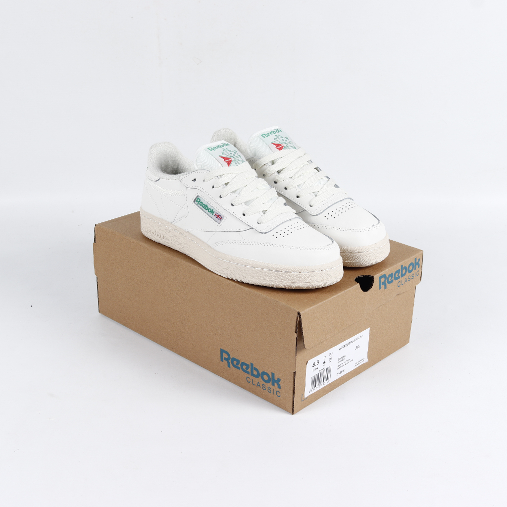 Reebok white & green club c 85 on sale trainers