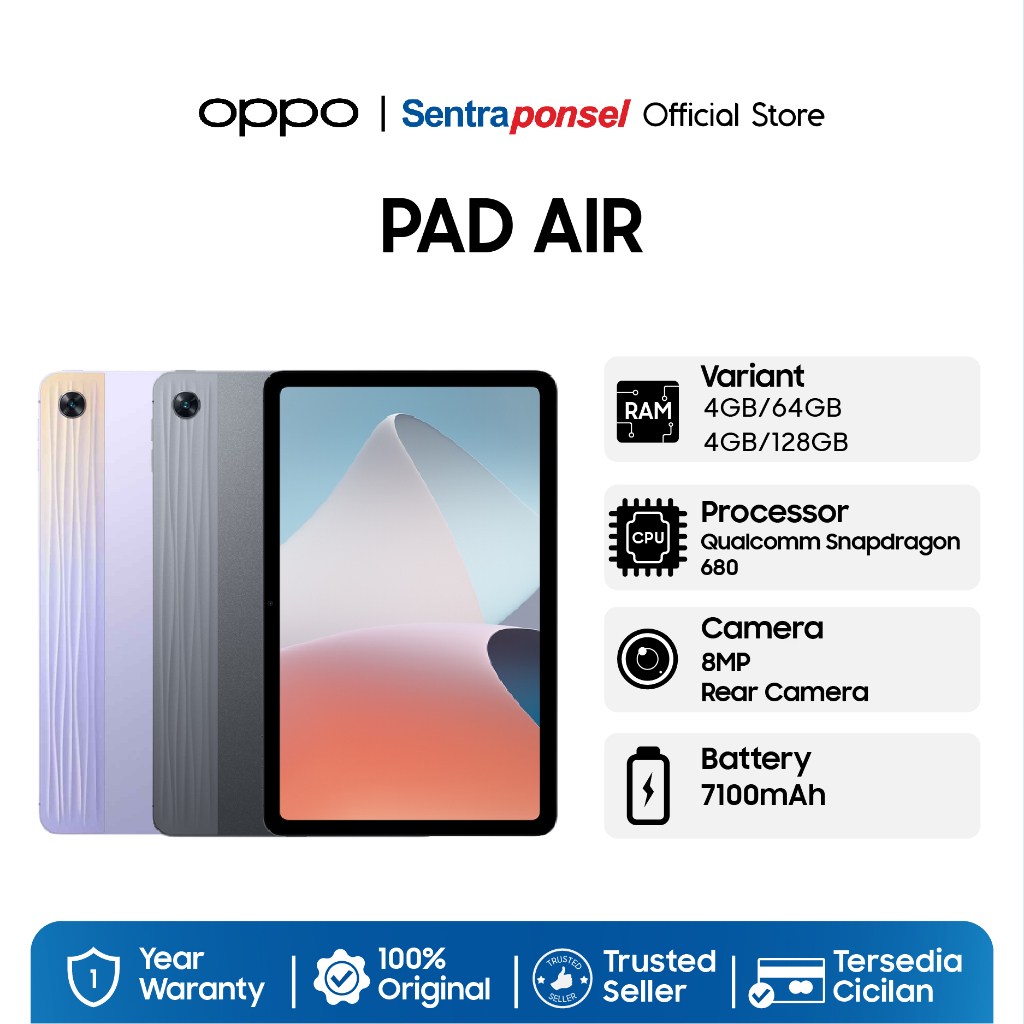Tablet OPPO PAD AIR Qualcomm Snapdragon 680 - Original Garansi Resmi 1 Tahun