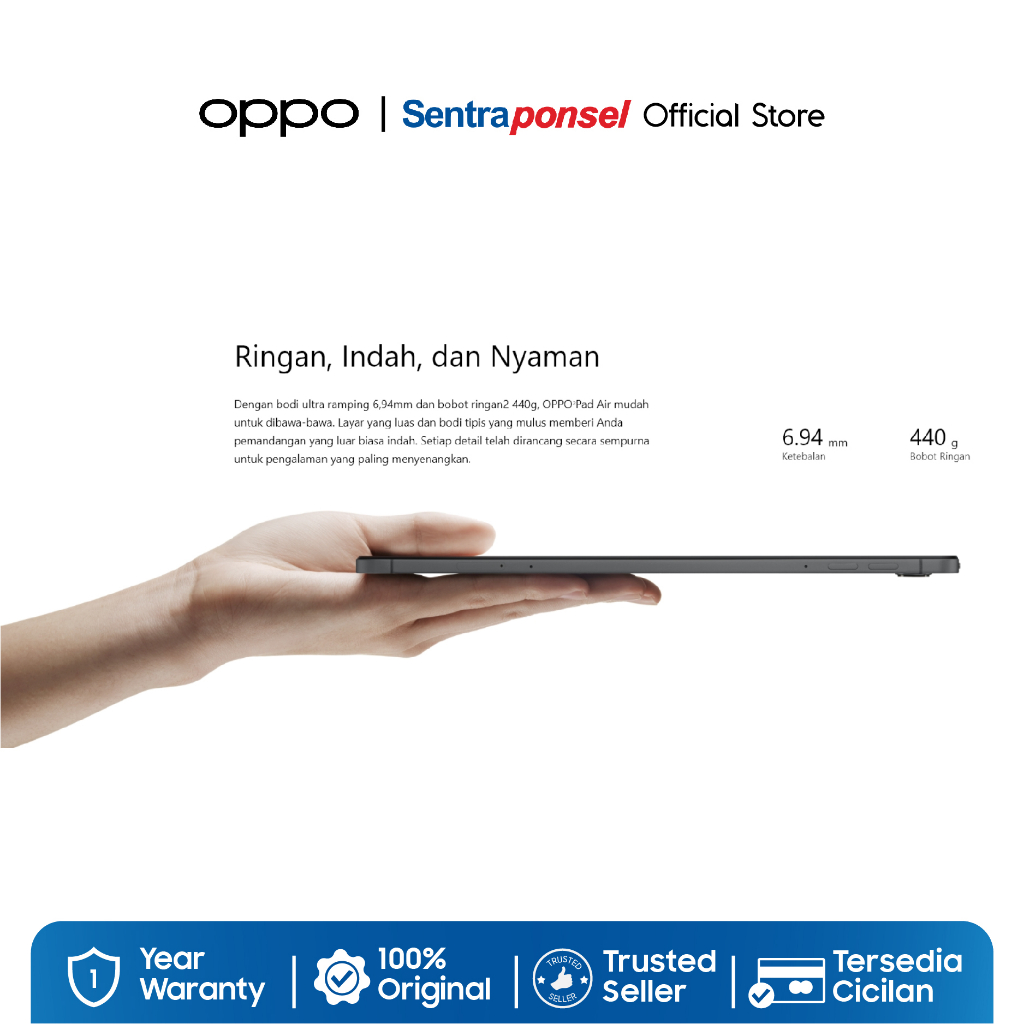 Tablet OPPO PAD AIR Qualcomm Snapdragon 680 - Original Garansi Resmi 1 Tahun - Gambar 3