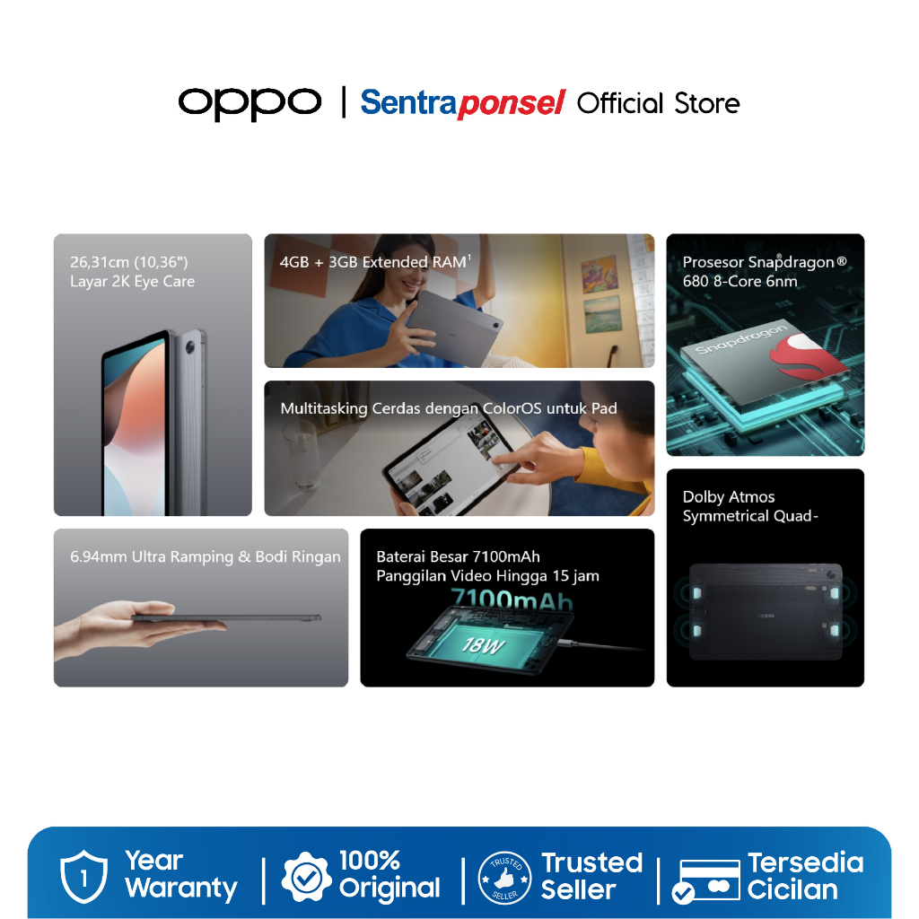 Tablet OPPO PAD AIR Qualcomm Snapdragon 680 - Original Garansi Resmi 1 Tahun - Gambar 2