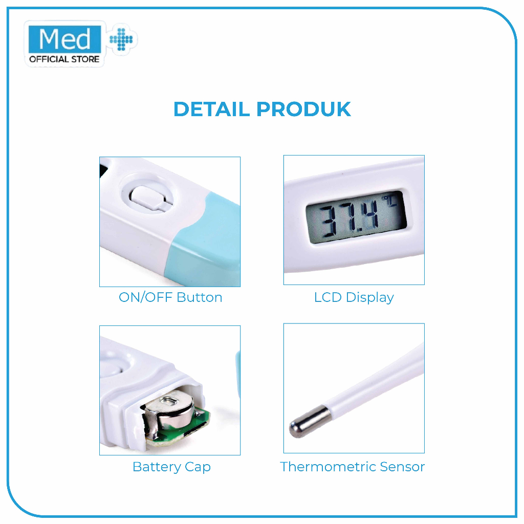 Med+ Thermometer Digital/Alat Pengukur Suhu Tubuh Bayi Anak/Termometer Mulut/Ketiak/Anus - Gambar 3