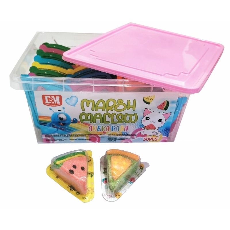 Dsm Soft Candy Marshmallow Watermelon Shape Assorted Flavors 50pcs Marsmallow Candy Shopee