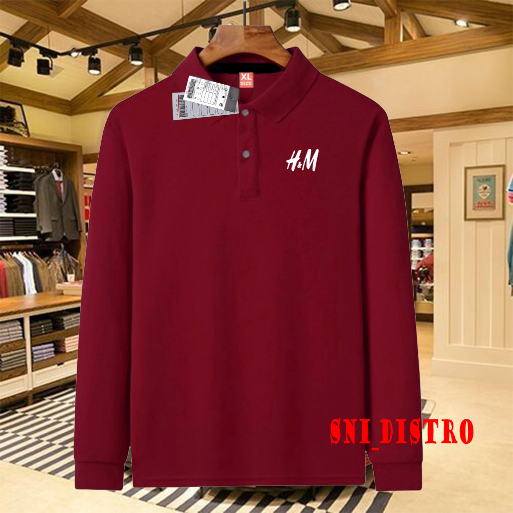 PUTIH Men's & Women's Long Sleeve Collar Polo Shirts H&M White/Premium