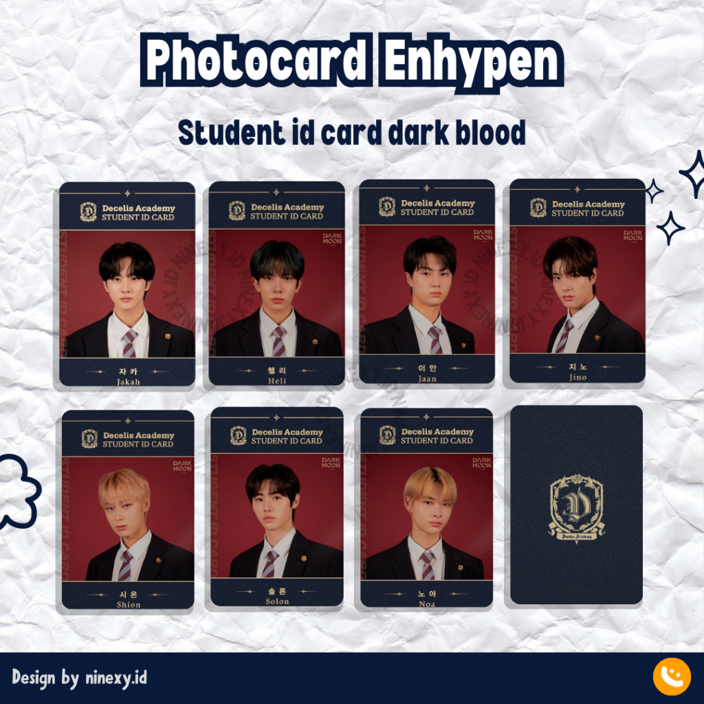 UNOFF) Photocard ENHYPEN student id card JAKE JAY NI-KI HEESEUNG