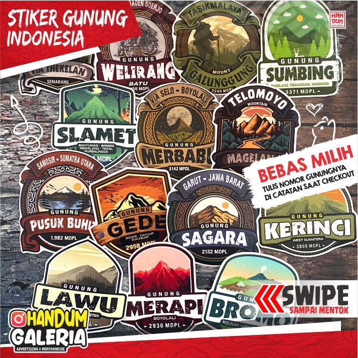 INDONESIAN MOUNTAIN STICKER VINYL+LAMINATION WATERPROOF MOUNTAIN GEAR ...
