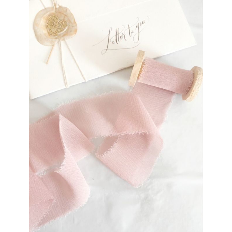 Crinkled ribbon IN SOFT PINK - wedding ribbon / calligraphy ribbon ...
