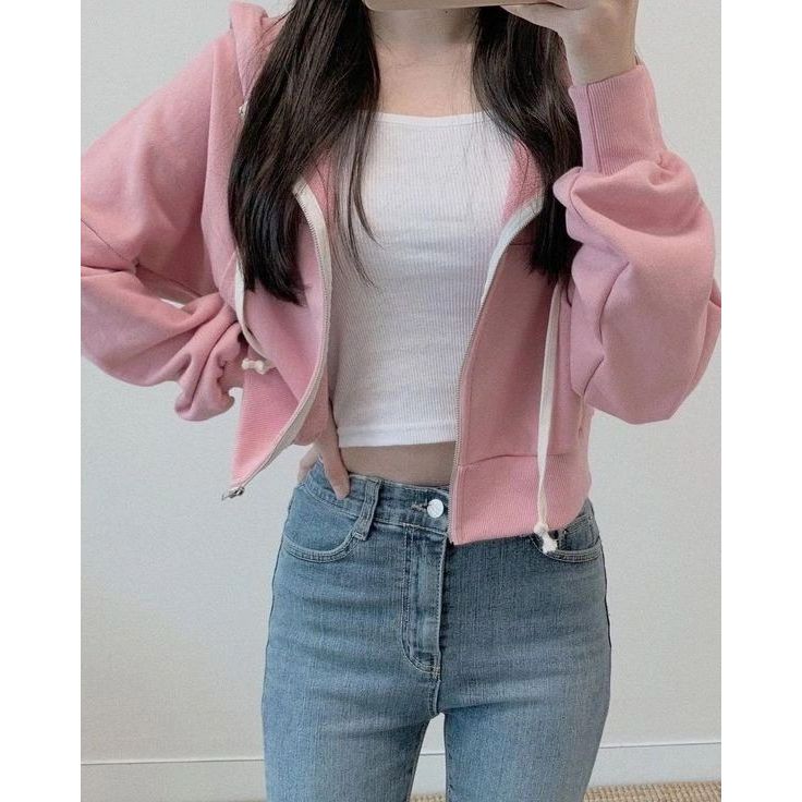 Josse Jacket Crop Hoodie Korean Style Zipper Crop Tops Women s Latest Fleece Premium