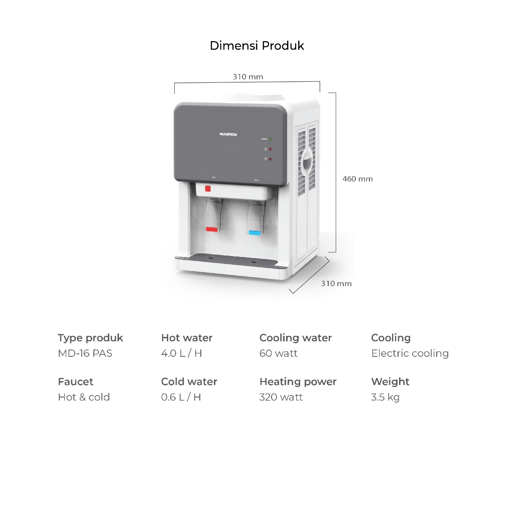 Maspion Dispenser Portable Hot and Cold MD-16 PAS - Gambar 2