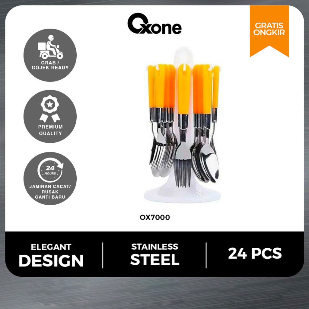 Oxone OX7000 Sendok Garpu Makan Set 24 Pcs Stainless Steel
