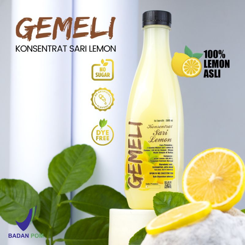 Sari Lemon Gemeli Original 500ml Air Lemon Murni - Gambar 2